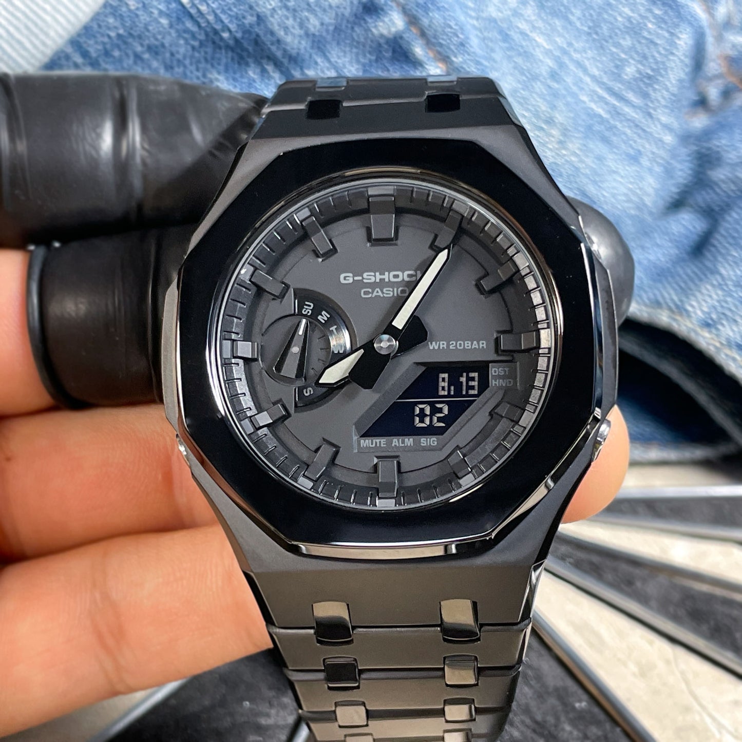 MATTE BLACK G-SHOCK CASIOAK GA-2100 METAL MOD