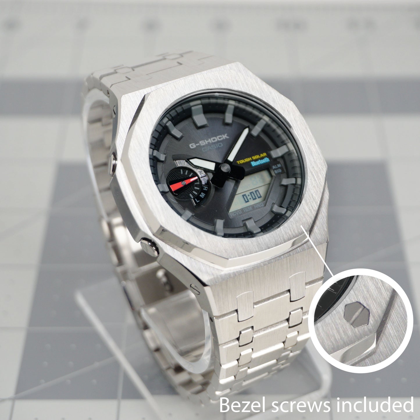 BLUETOOTH SOLAR G-SHOCK CASIOAK GAB-2100 METAL MOD - BRUSHED FINISH