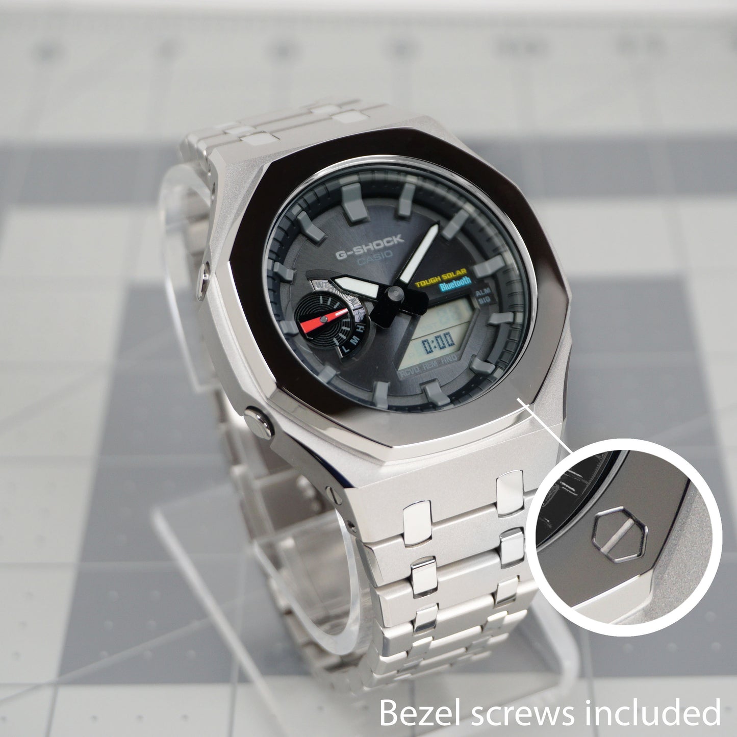BLUETOOTH SOLAR G-SHOCK CASIOAK GAB-2100 METAL MOD - POLISHED BEZEL