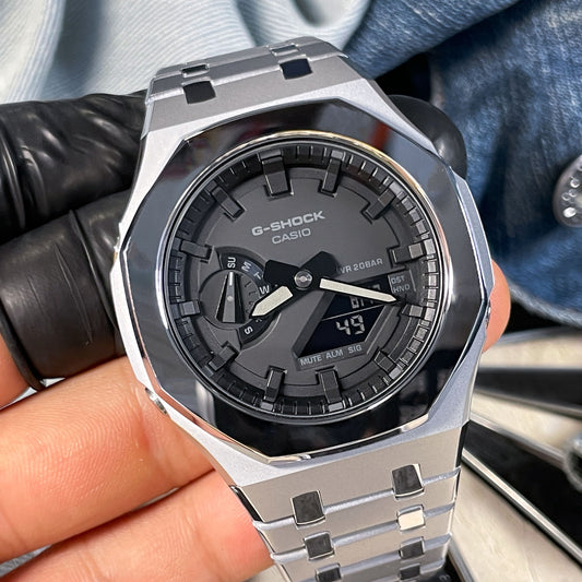 MATTE BLACK G-SHOCK CASIOAK GA-2100 METAL MOD