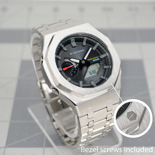 BLUETOOTH SOLAR G-SHOCK CASIOAK GAB-2100 METAL MOD - BRUSHED FINISH