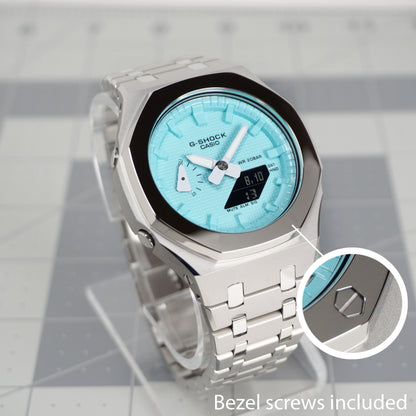 TIFFANY SKY G-SHOCK CASIOAK GA-2100 METAL MOD - POLISHED BEZEL