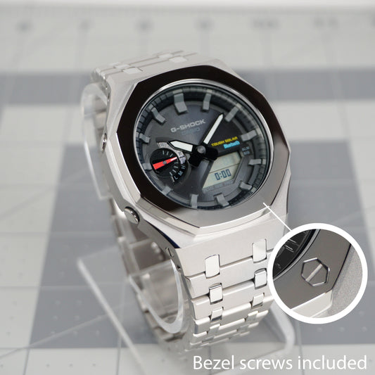 BLUETOOTH SOLAR G-SHOCK CASIOAK GAB-2100 METAL MOD - POLISHED BEZEL